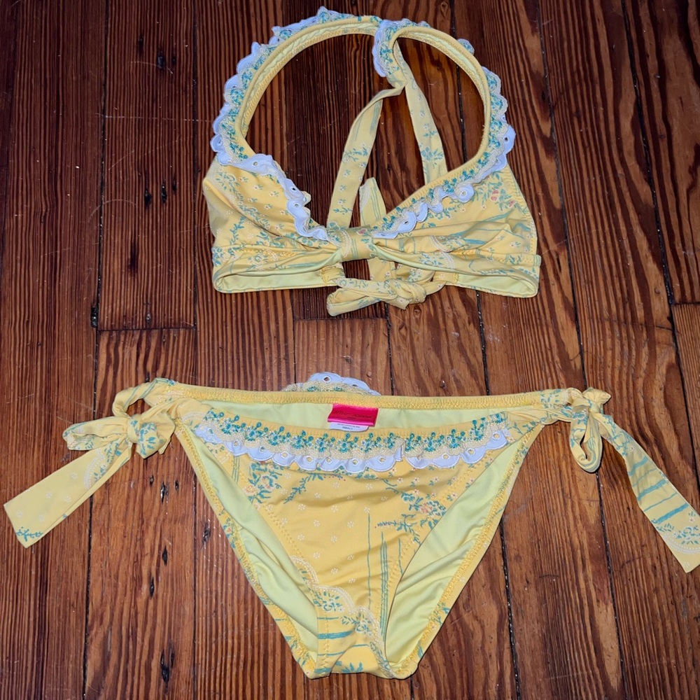 Rare Betsy Johnson Bikini Set from the Betsey Johnson Tea Party Collection.
